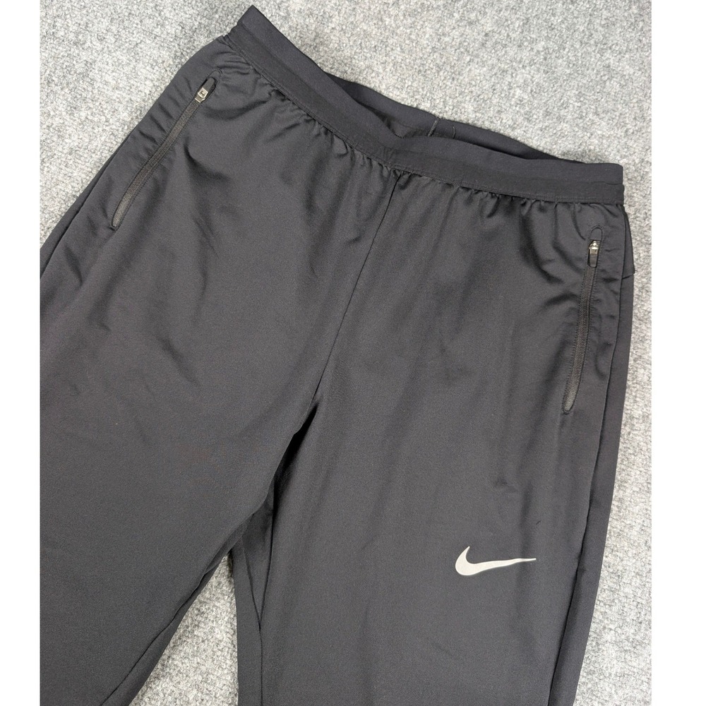 Nike Phenom Elite‎ Woven Running Joggers Mens M Black Tapered Zippers FLAW